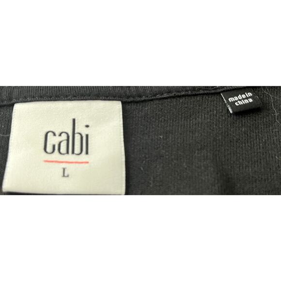 CABI LONG SLV FRONT ZIP COTTON/POLY FLEECE JACKET, WOMENS, L, BLACK/WHITE STRIPE - Picture 10 of 12